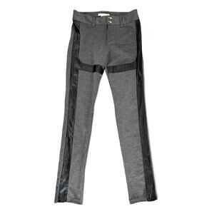 Romeo and Juliet Couture gray legging ponte pants faux leather panels size med